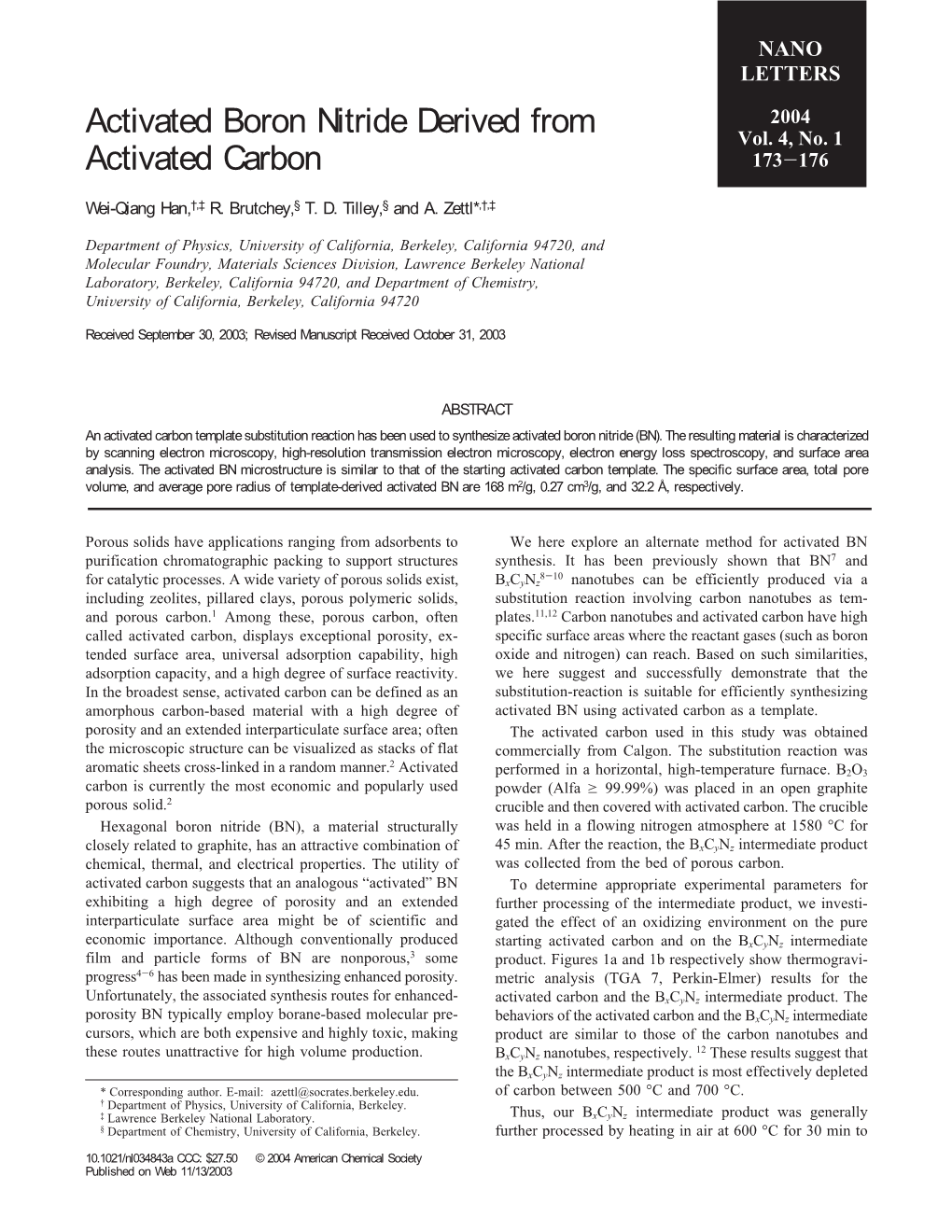 Activated Boron Nitride Derived from Activated Carbon