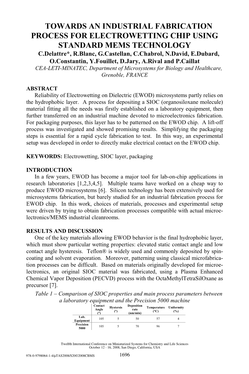 Towards an Industrial Fabrication Process for Electrowetting Chip Using Standard Mems Technology