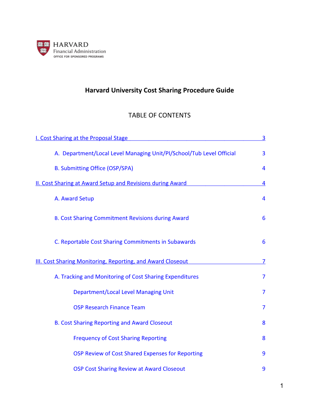 OSP Standard Operating Procedures for Portfolio Management