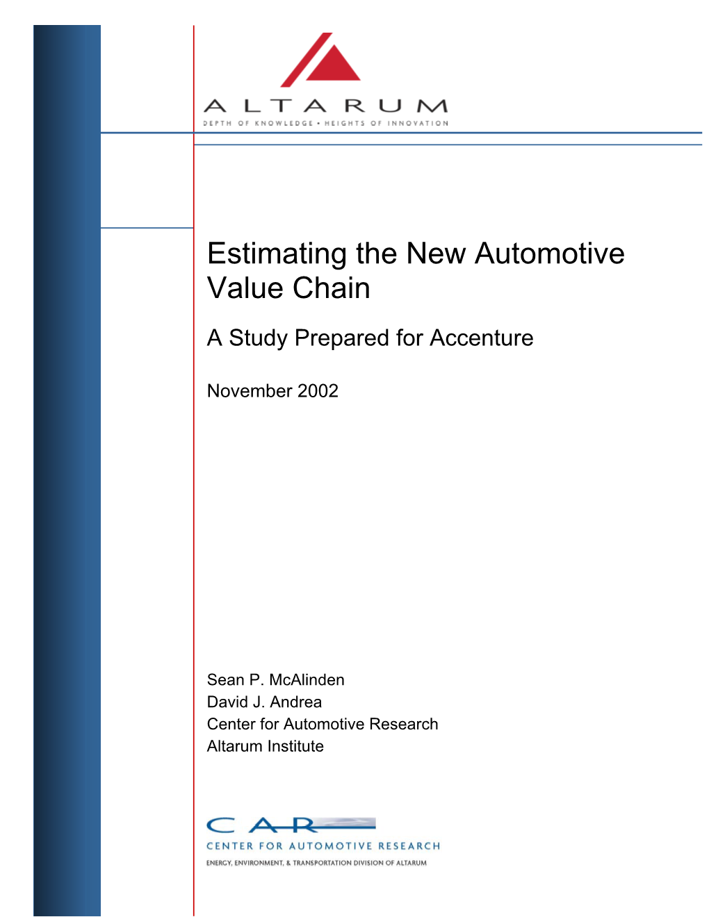 Estimating the New Automotive Value Chain