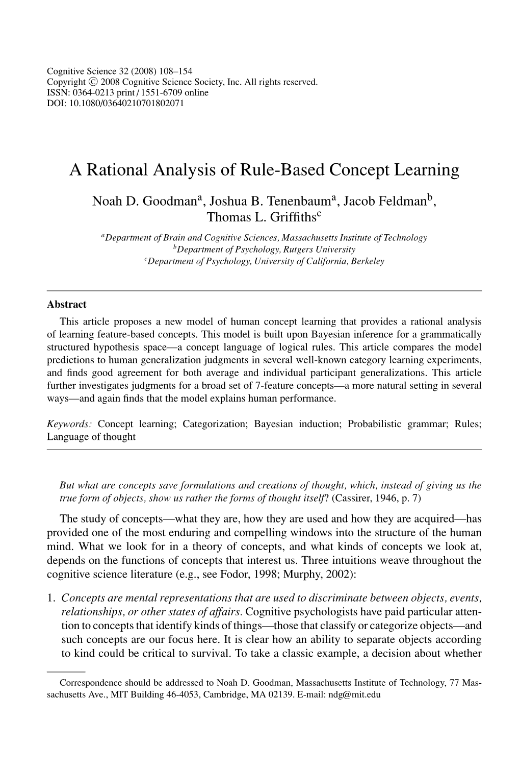 A Rational Analysis of Rule-Based Concept Learning