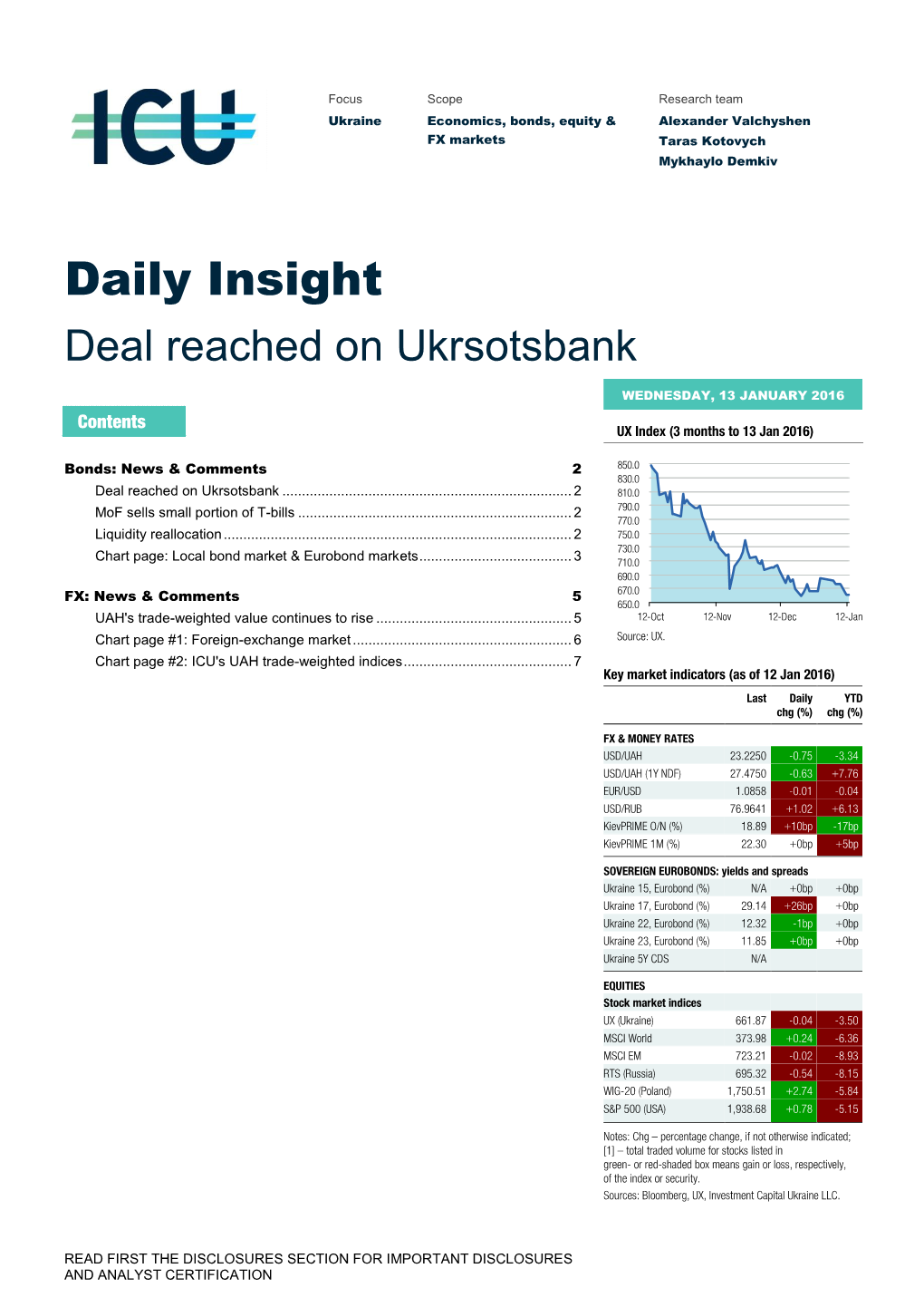 Daily Insight Deal Reached on Ukrsotsbank