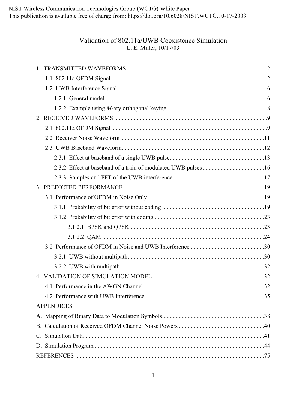 Validation of 802.11A/UWB Coexistence Simulation L