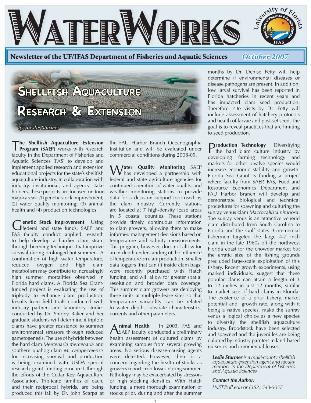 Shellfish Aquaculture Research & Extension