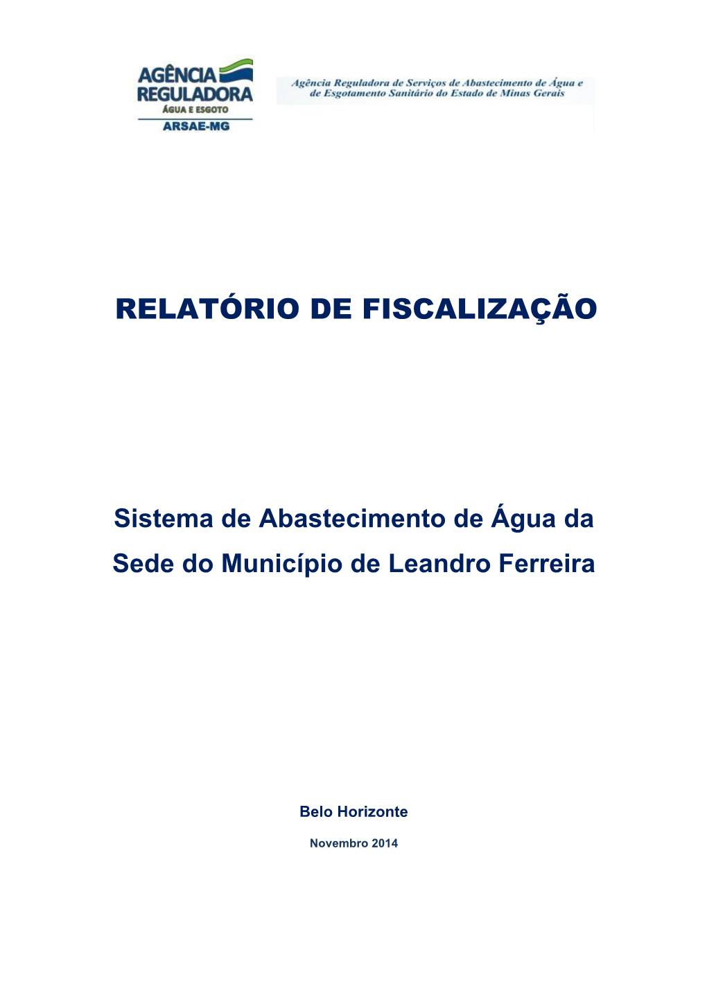 Sistema De Abastecimento De Água Da Sede Do Município De Leandro Ferreira