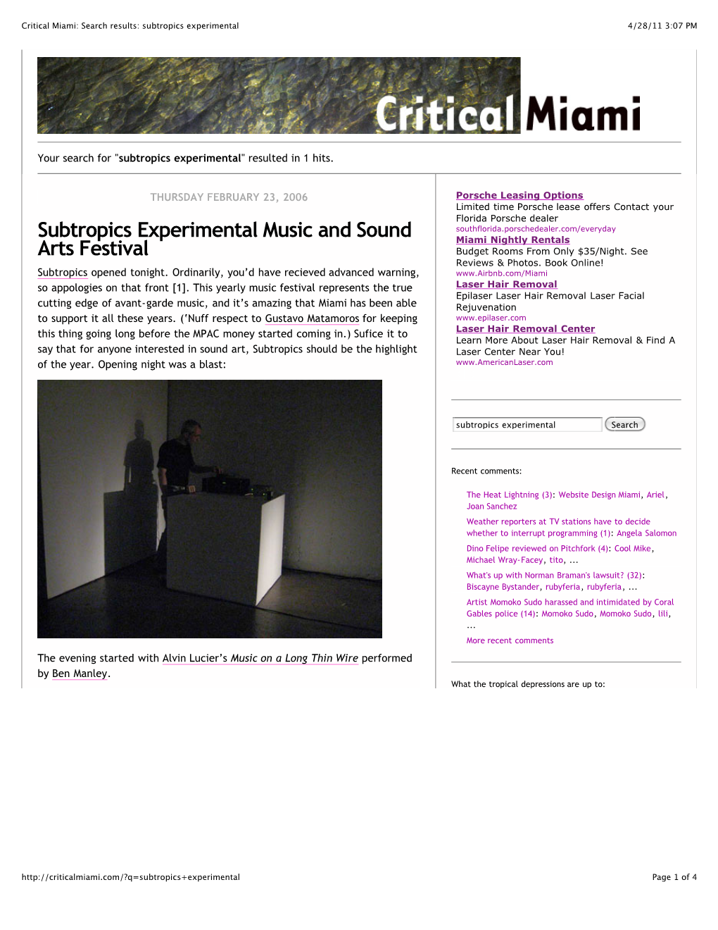 Critical Miami: Search Results: Subtropics Experimental 4/28/11 3:07 PM