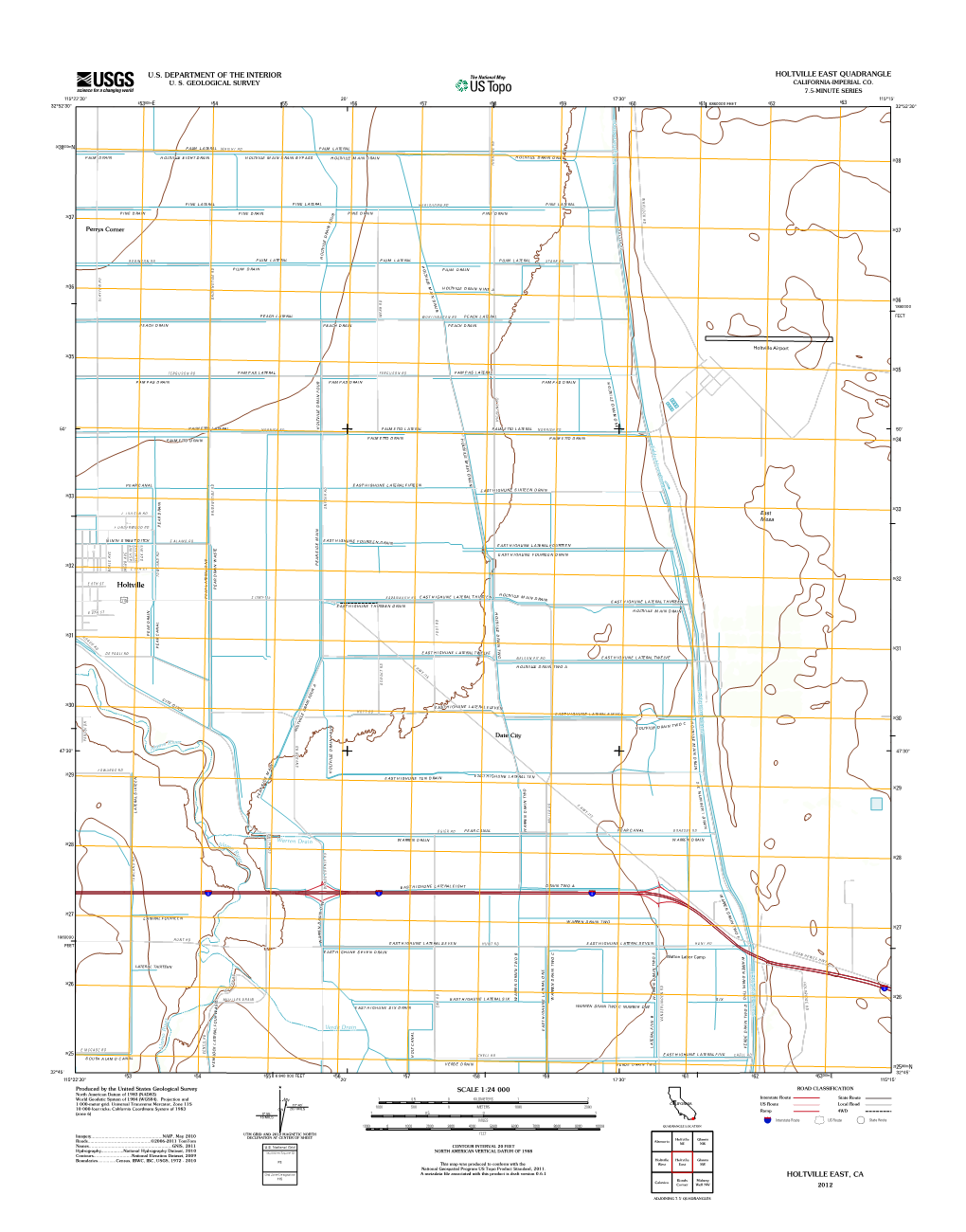 USGS 7.5-Minute Image Map for Holtville East, California