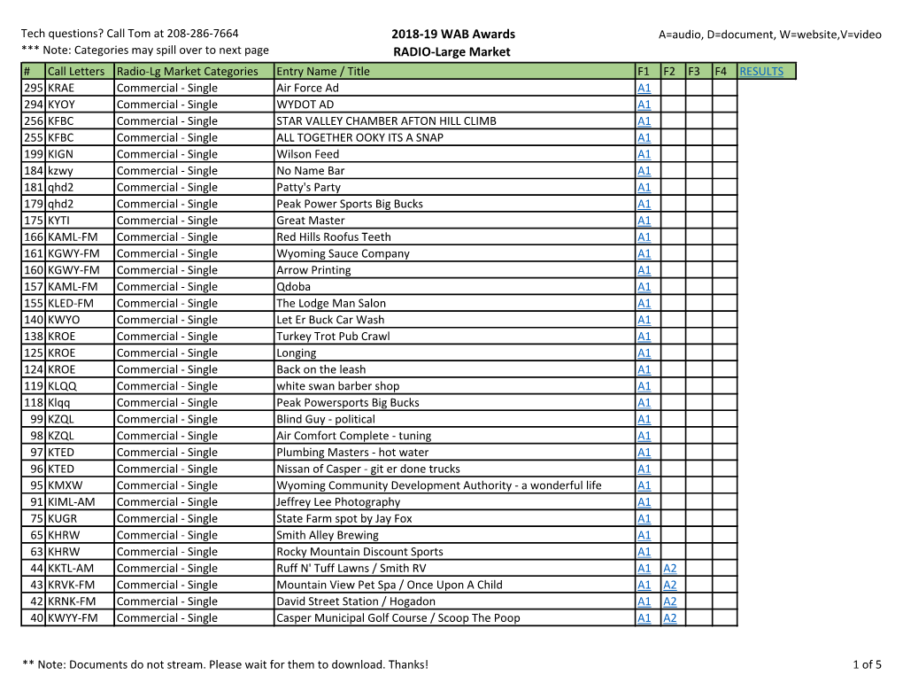 2018-19 WAB Awards RADIO-Large Market