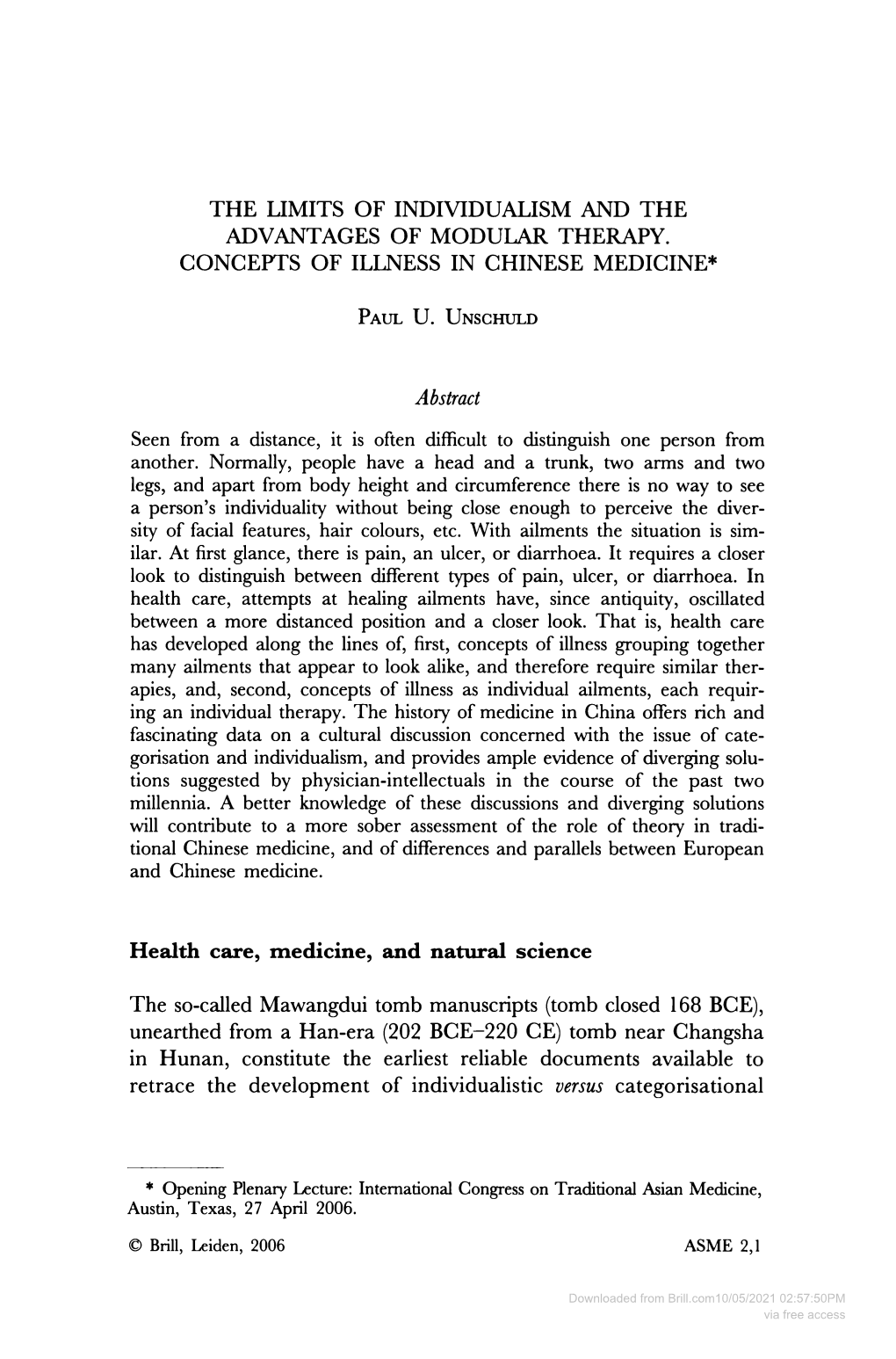 Downloaded from Brill.Com10/05/2021 02:57:50PM Via Free Access CONCEPTS of ILLNESS in CHINESE MEDICINE 15 Approaches to Illness in Chinese Medicine