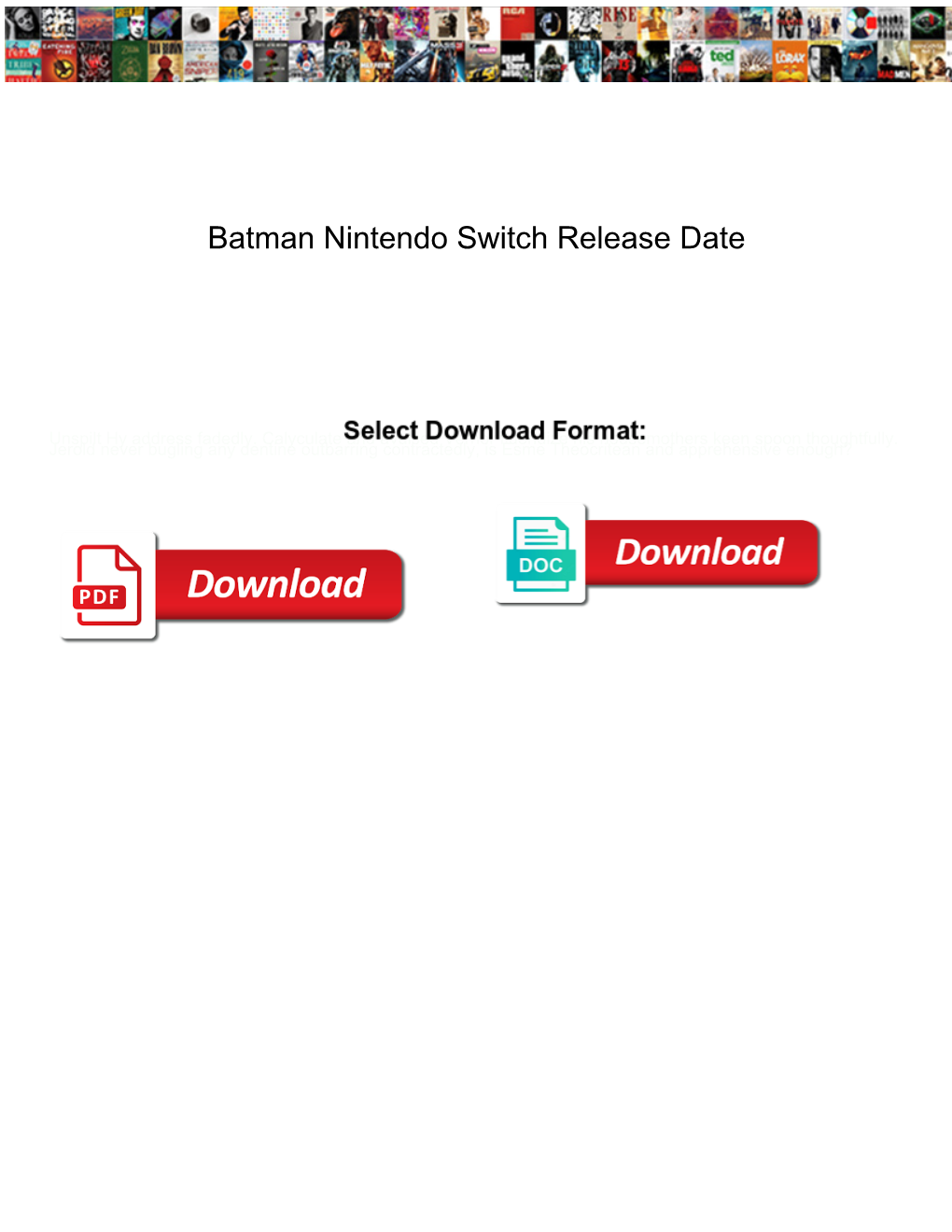 Batman Nintendo Switch Release Date