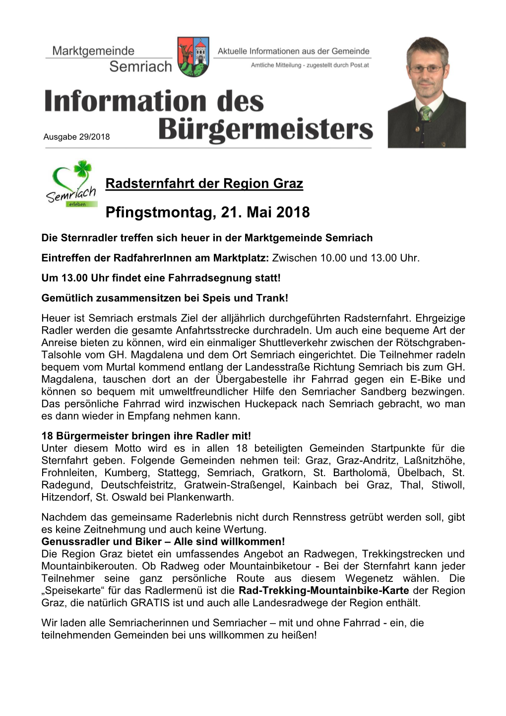 Pfingstmontag, 21. Mai 2018