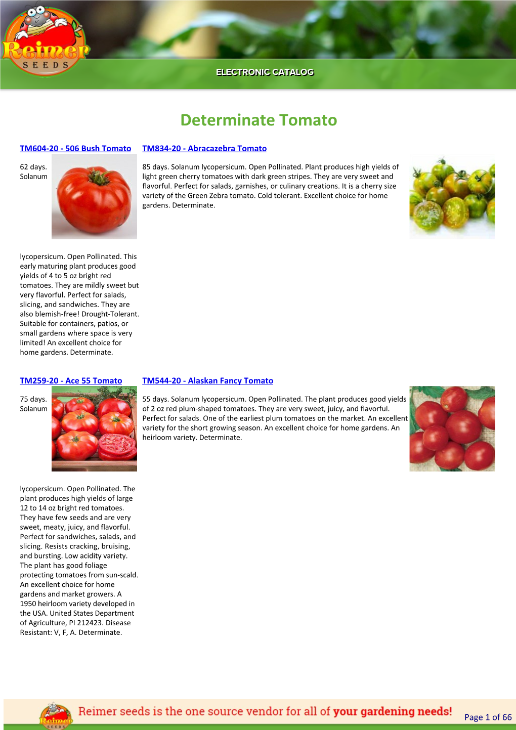 Reimer Seeds Catalog