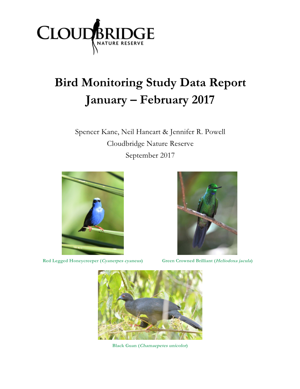 Bird Monitoring Study Data Report January – February 2017