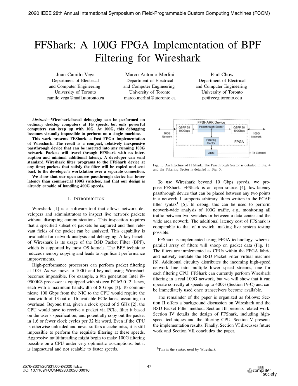 Ffshark: a 100G FPGA Implementation of BPF Filtering for Wireshark