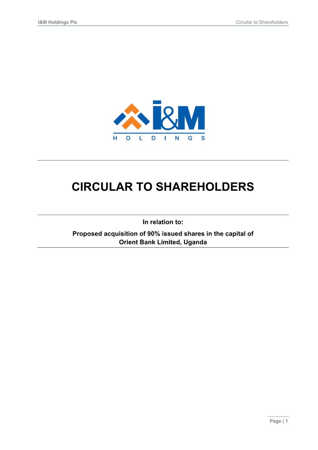 Circular to Shareholders