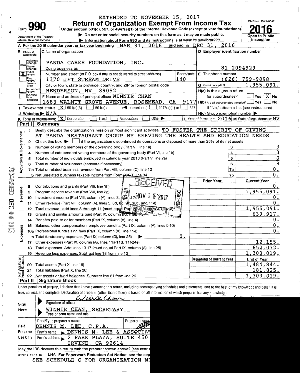 Return of Organization Exempt from Income