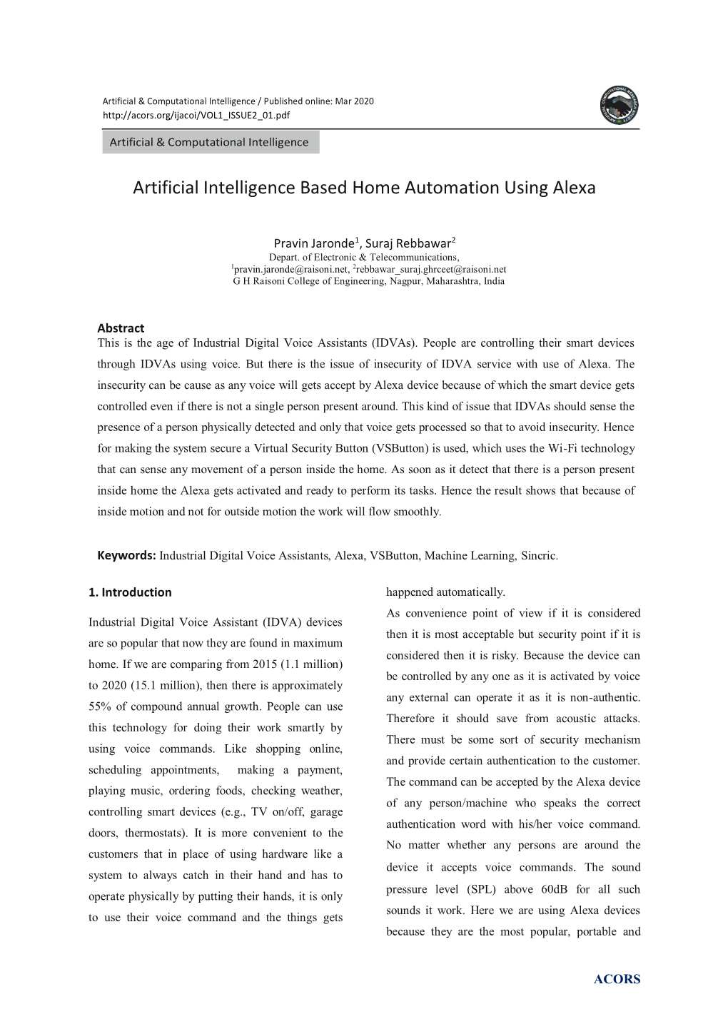 Artificial Intelligence Based Home Automation Using Alexa