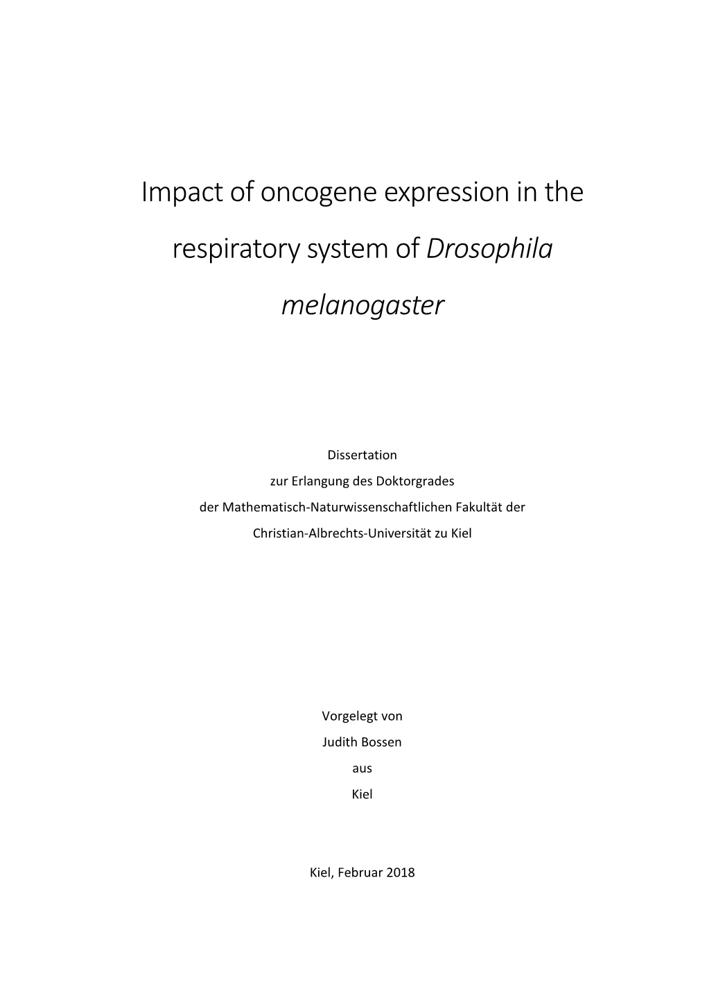 Impact of Oncogene Expression in the Respiratory System of Drosophila