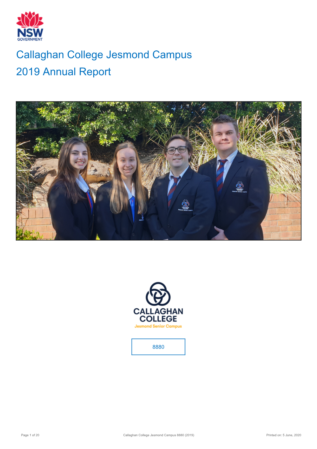2019 Callaghan College Jesmond Campus Annual Report