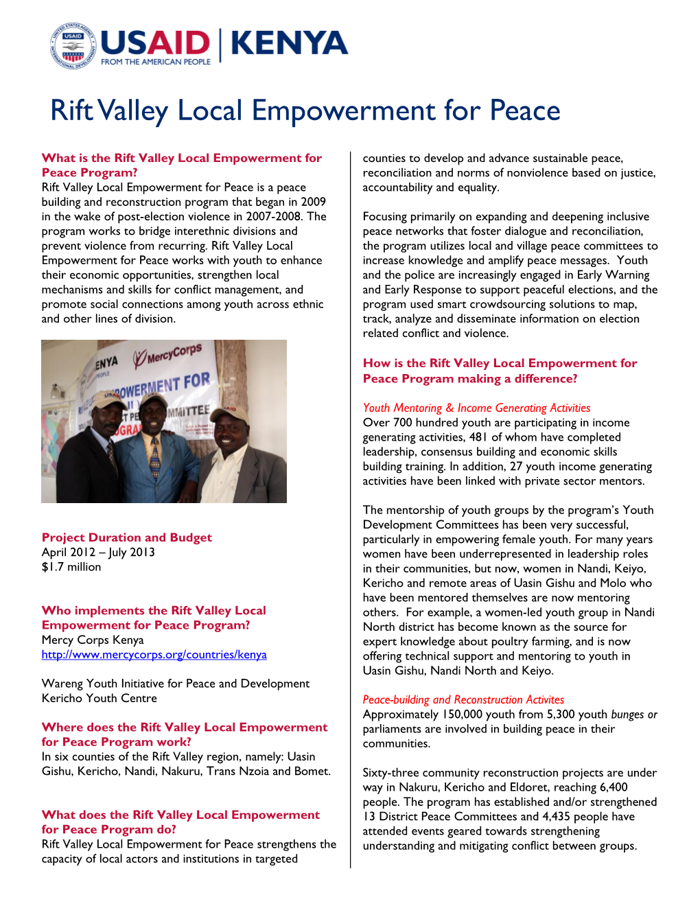 Rift Valley Local Empowerment for Peace