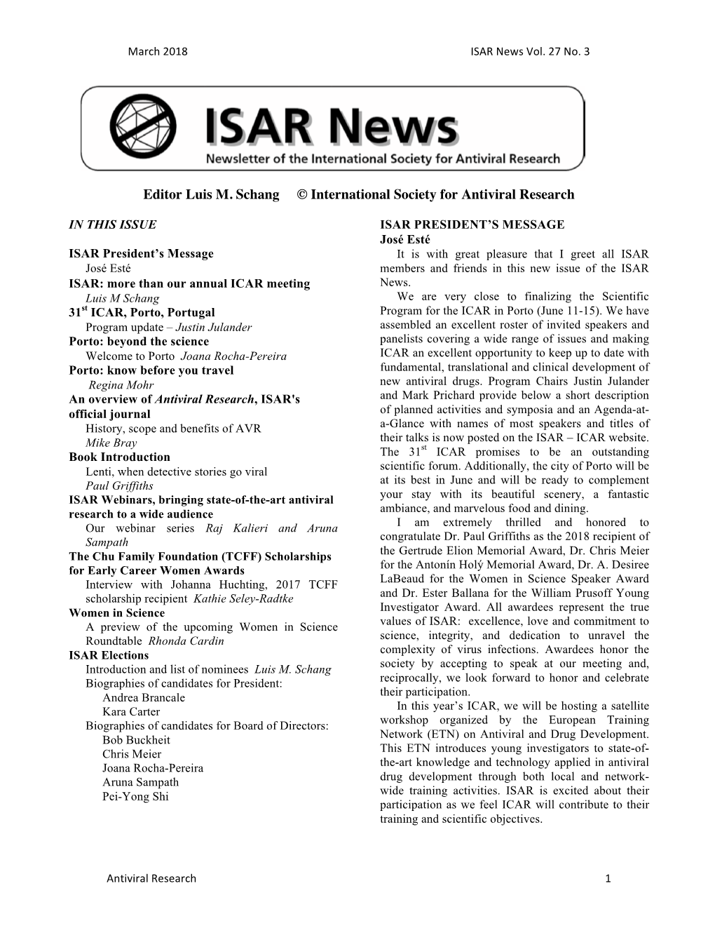 March 2018 ISAR News Vol