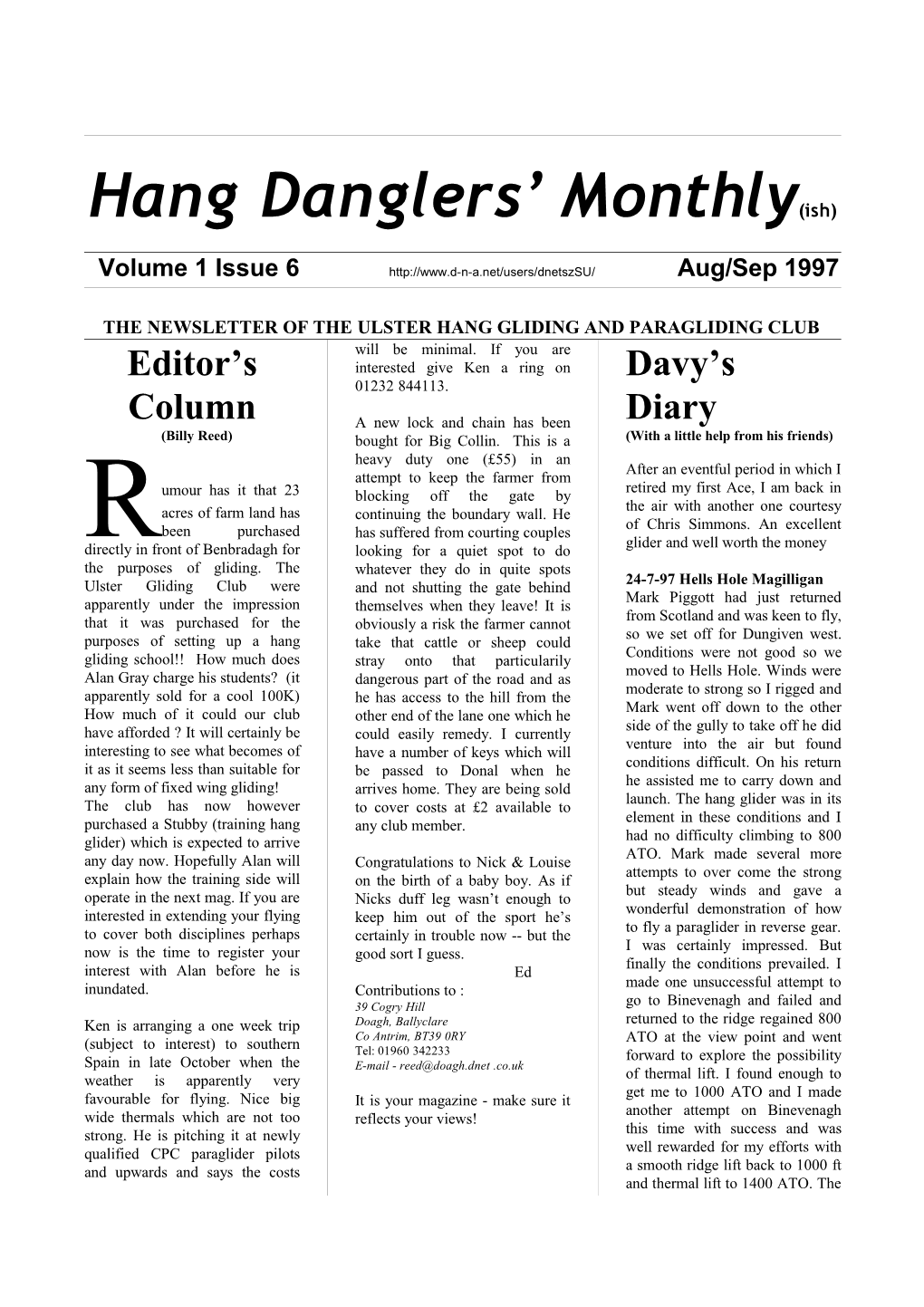 Hang Danglers' Monthly(Ish)