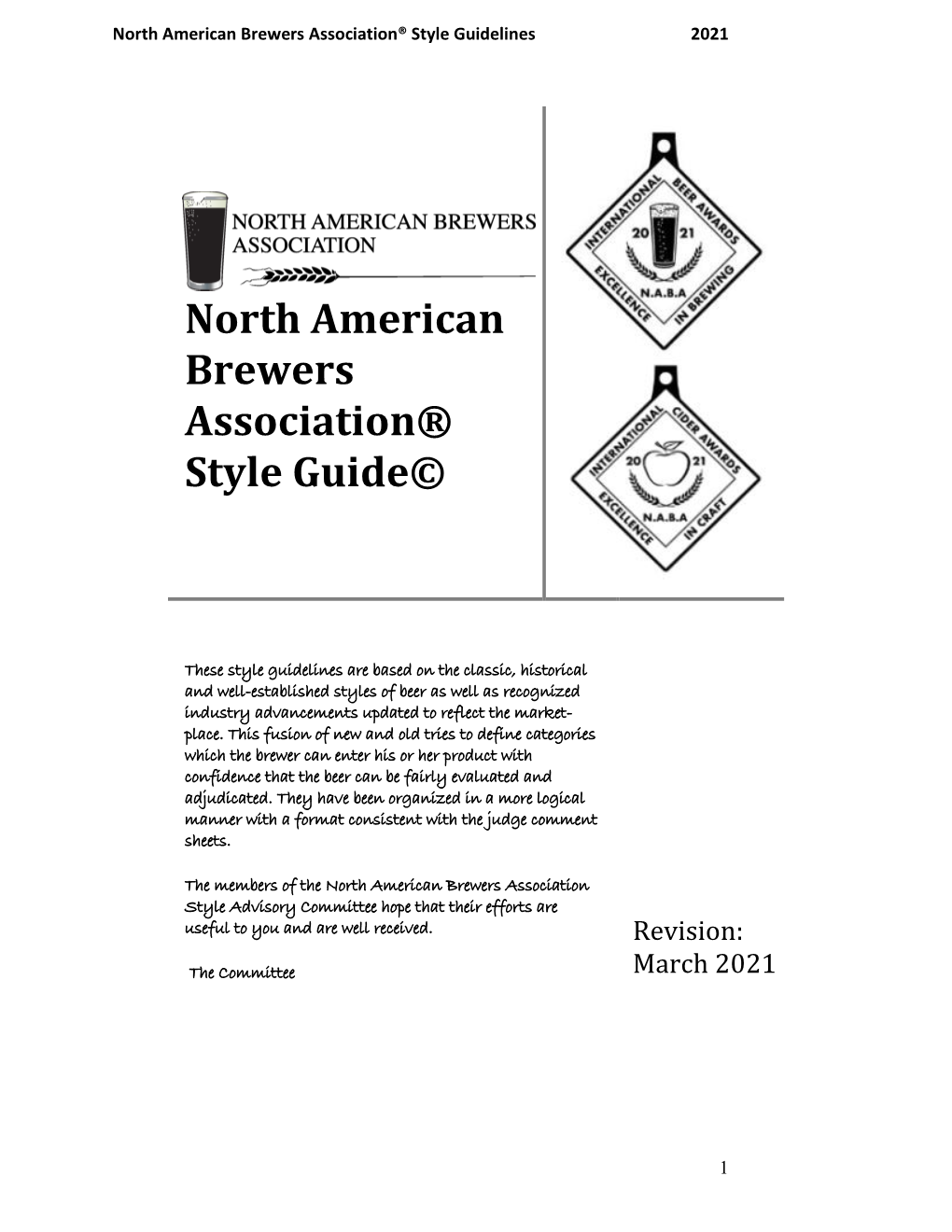 North American Brewers Association® Style Guide©