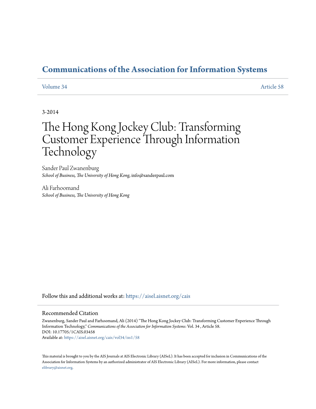 The Hong Kong Jockey Club: Transforming Customer Experience Through Information Technology