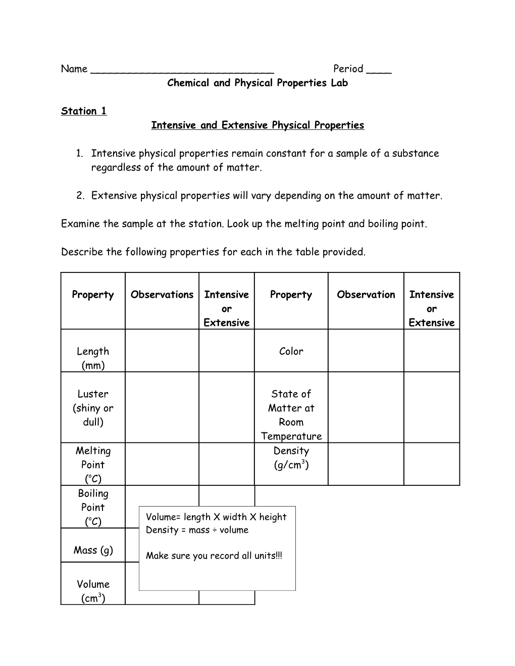 Intensive And Extensive Physical Properties