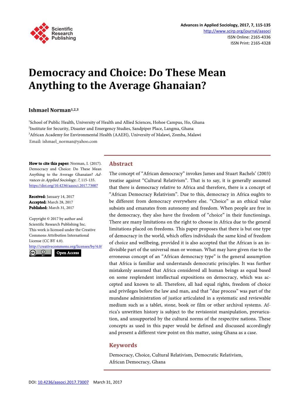 Democracy and Choice: Do These Mean Anything to the Average Ghanaian?