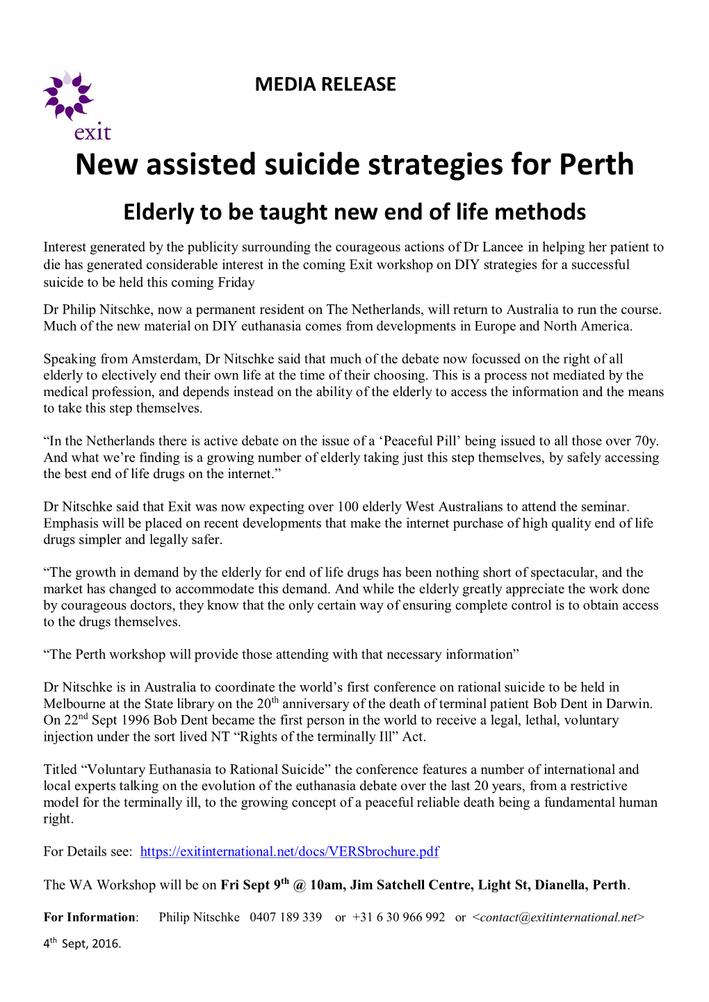 New Assisted Suicide Strategies for Perth