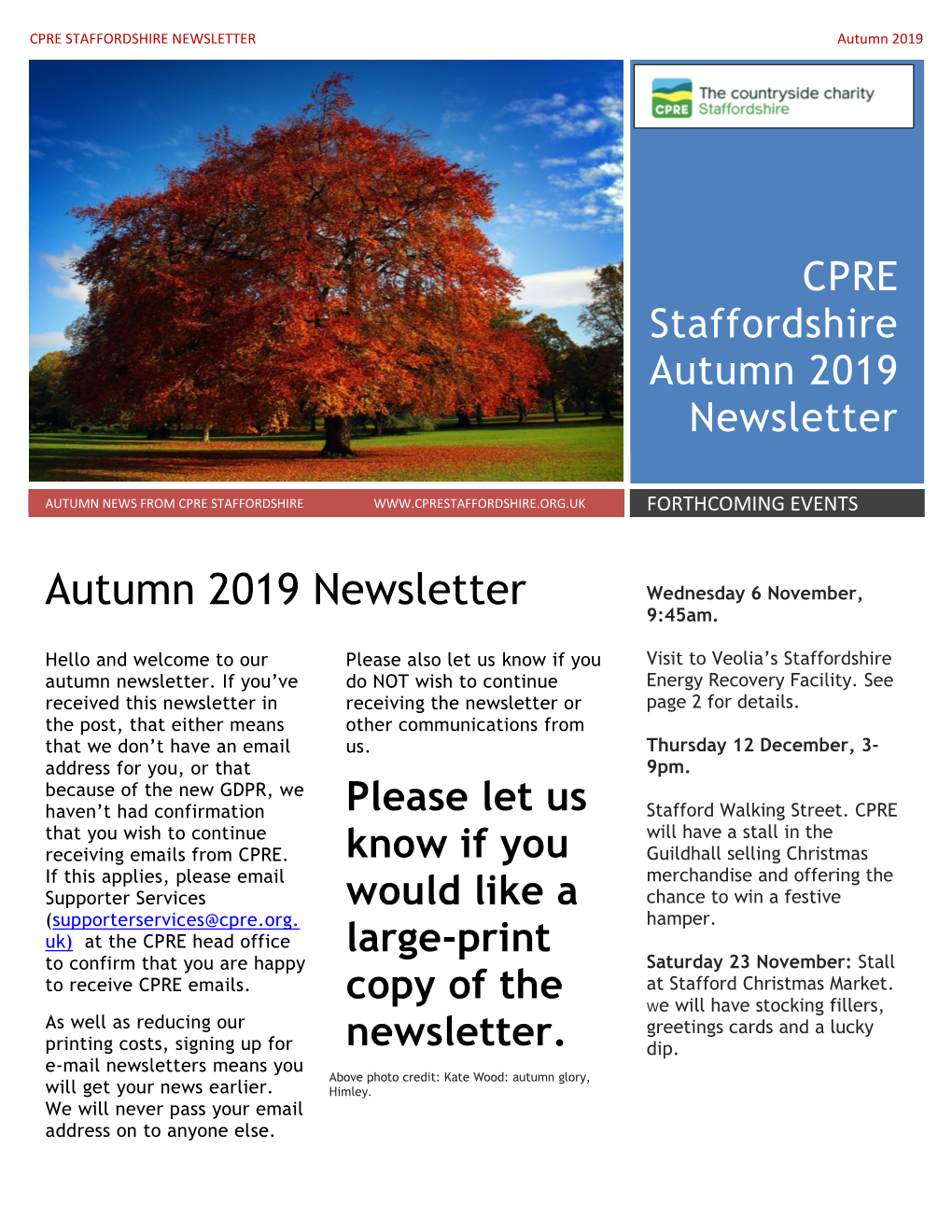 CPRE Staffordshire Autumn 2019 Newsletter