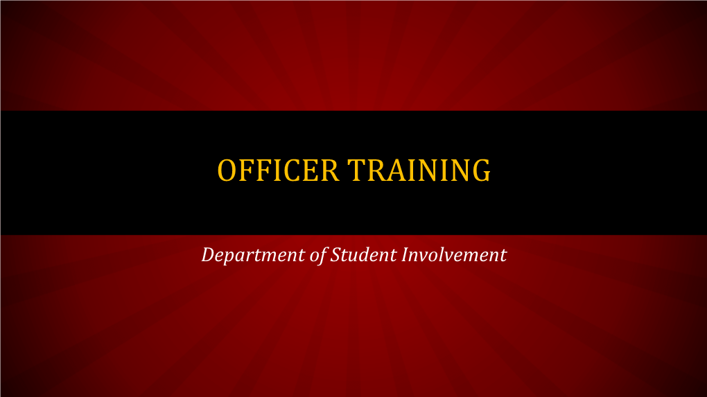 Fall 2016 Student Org Officer Training