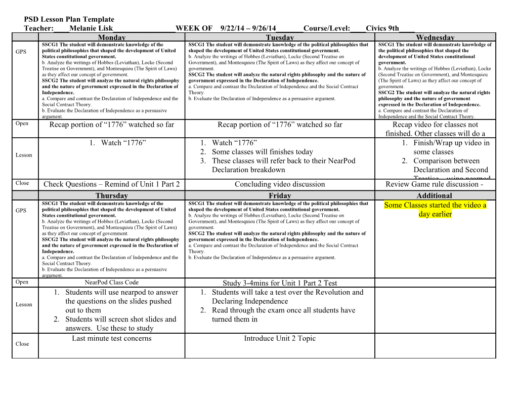 PSD Lesson Plan Template