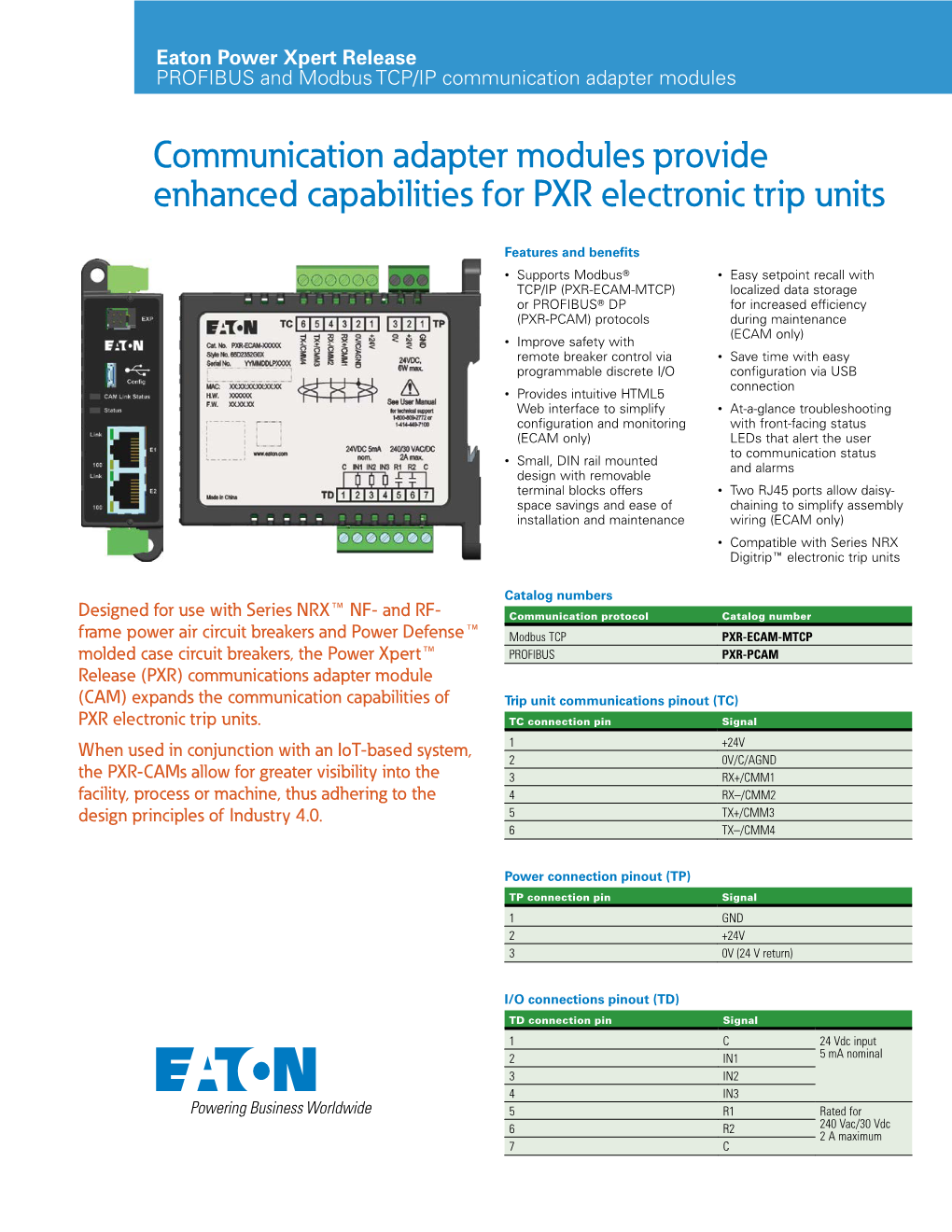 PROFIBUS and Modbus TCP/IP Communication Adapter Modules