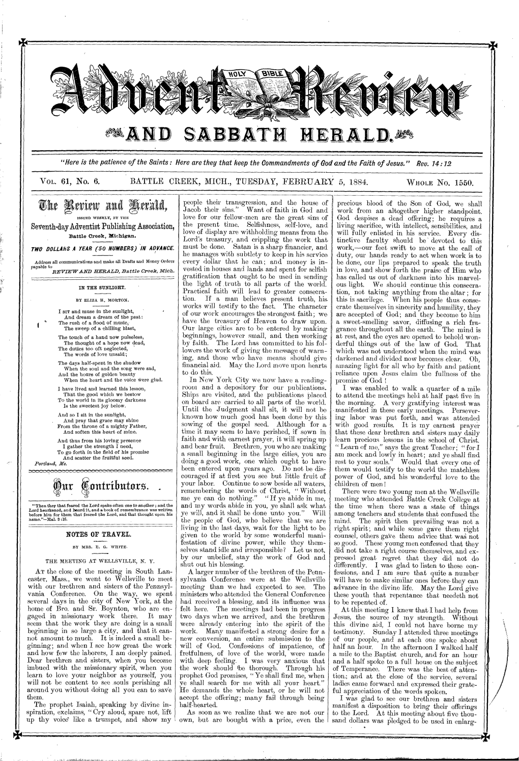 Review and Herald for 1884