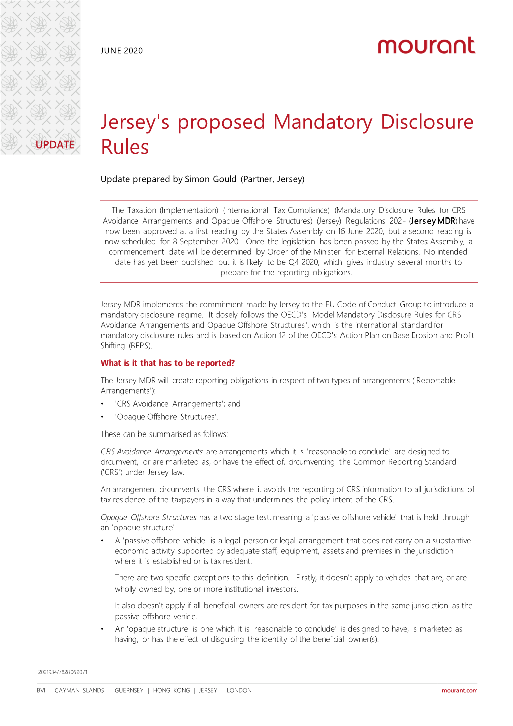 Jersey's Proposed Mandatory Disclosure Rules