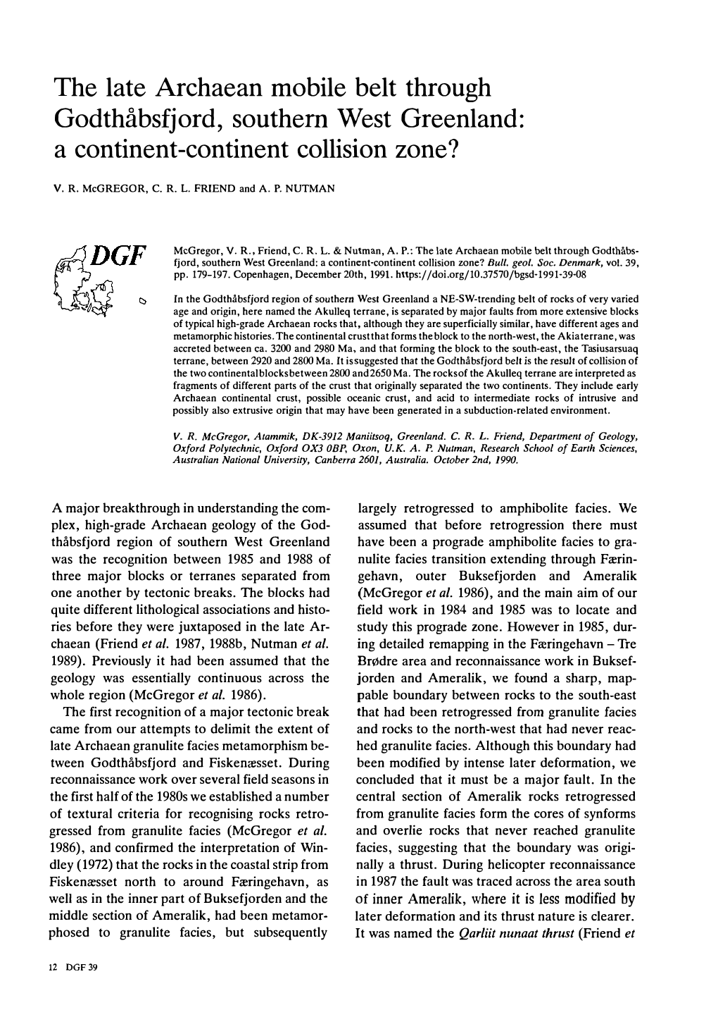 Bulletin of the Geological Society of Denmark, Vol. 39/3-4 Pp. 179-197