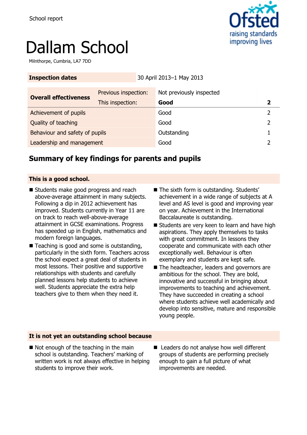 Dallam School Milnthorpe, Cumbria, LA7 7DD