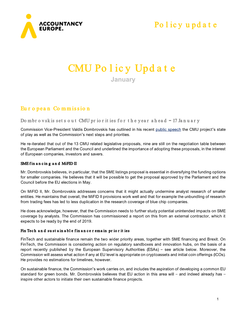 CMU Policy Update January