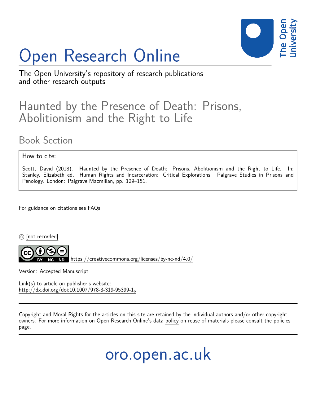 Haunted by the Presence of Death: Prisons, Abolitionism and the Right to Life
