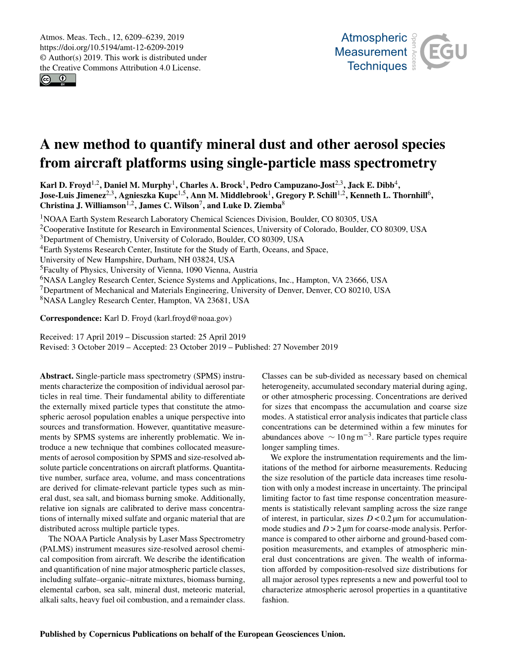 A New Method to Quantify Mineral Dust and Other Aerosol Species from Aircraft Platforms Using Single-Particle Mass Spectrometry