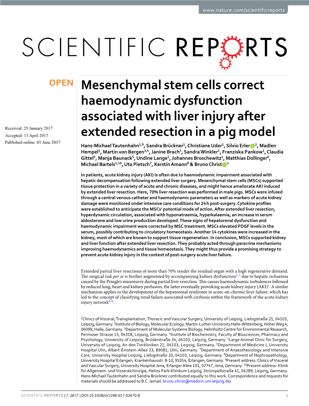 Mesenchymal Stem Cells Correct Haemodynamic Dysfunction