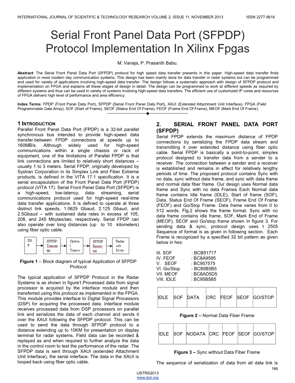 Serial Front Panel Data Port (SFPDP) Protocol Implementation in Xilinx Fpgas