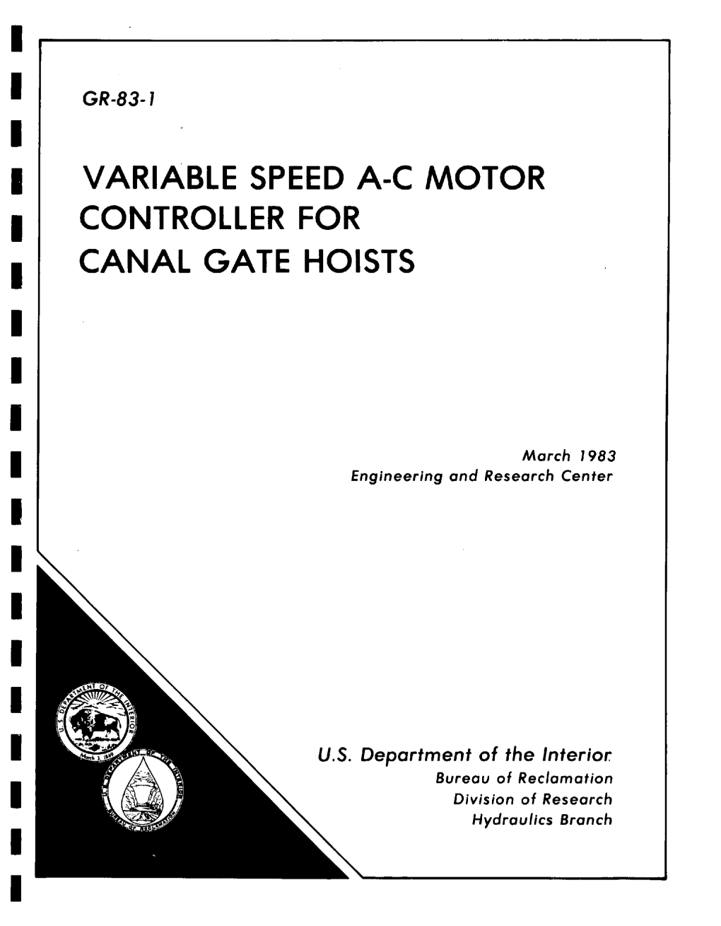Variable Speed A-C Motor Controller for Canal Gate Hoists