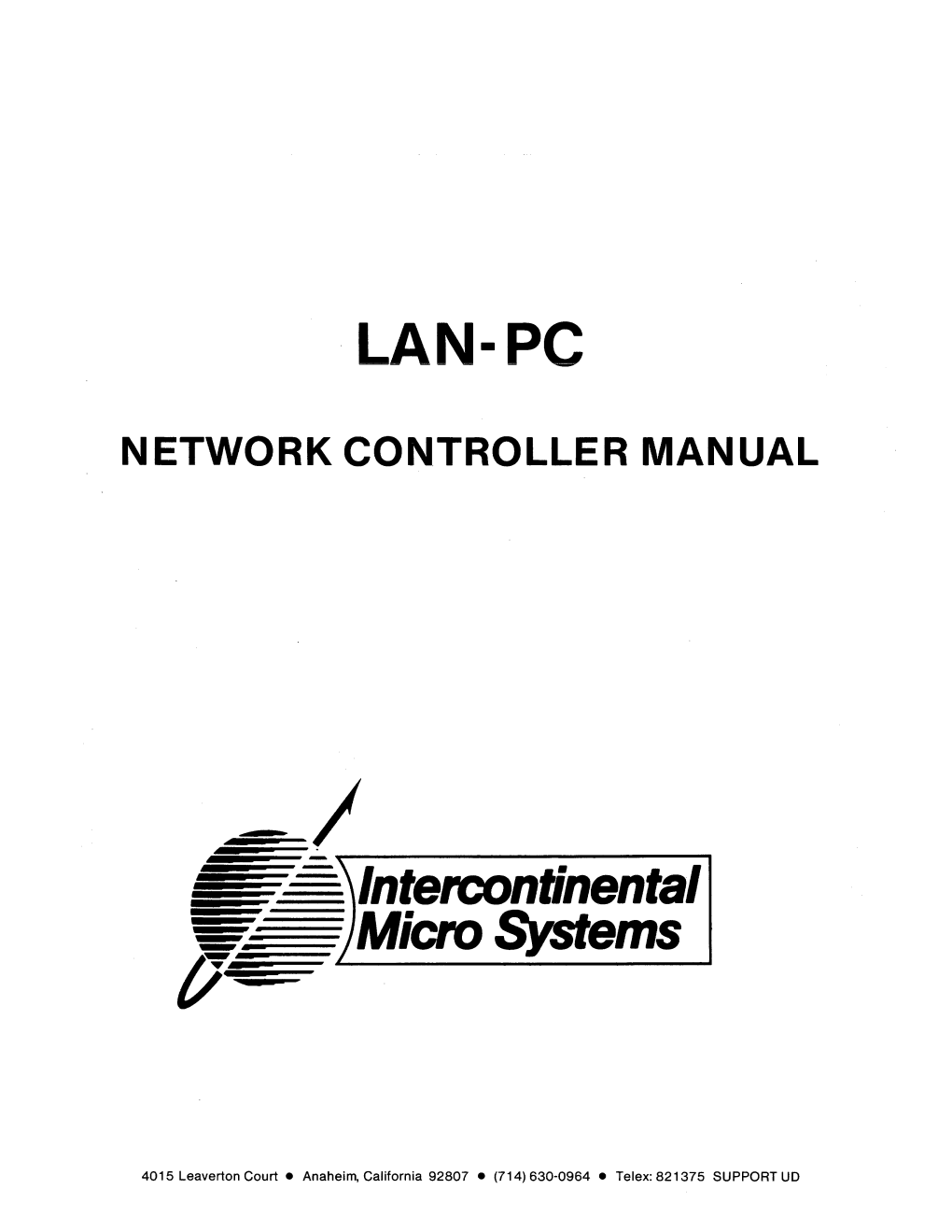 IMS LAN-PC 1984 Network Controller Manual