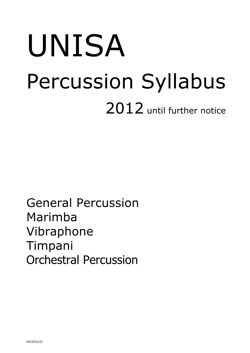 Percussion Syllabus