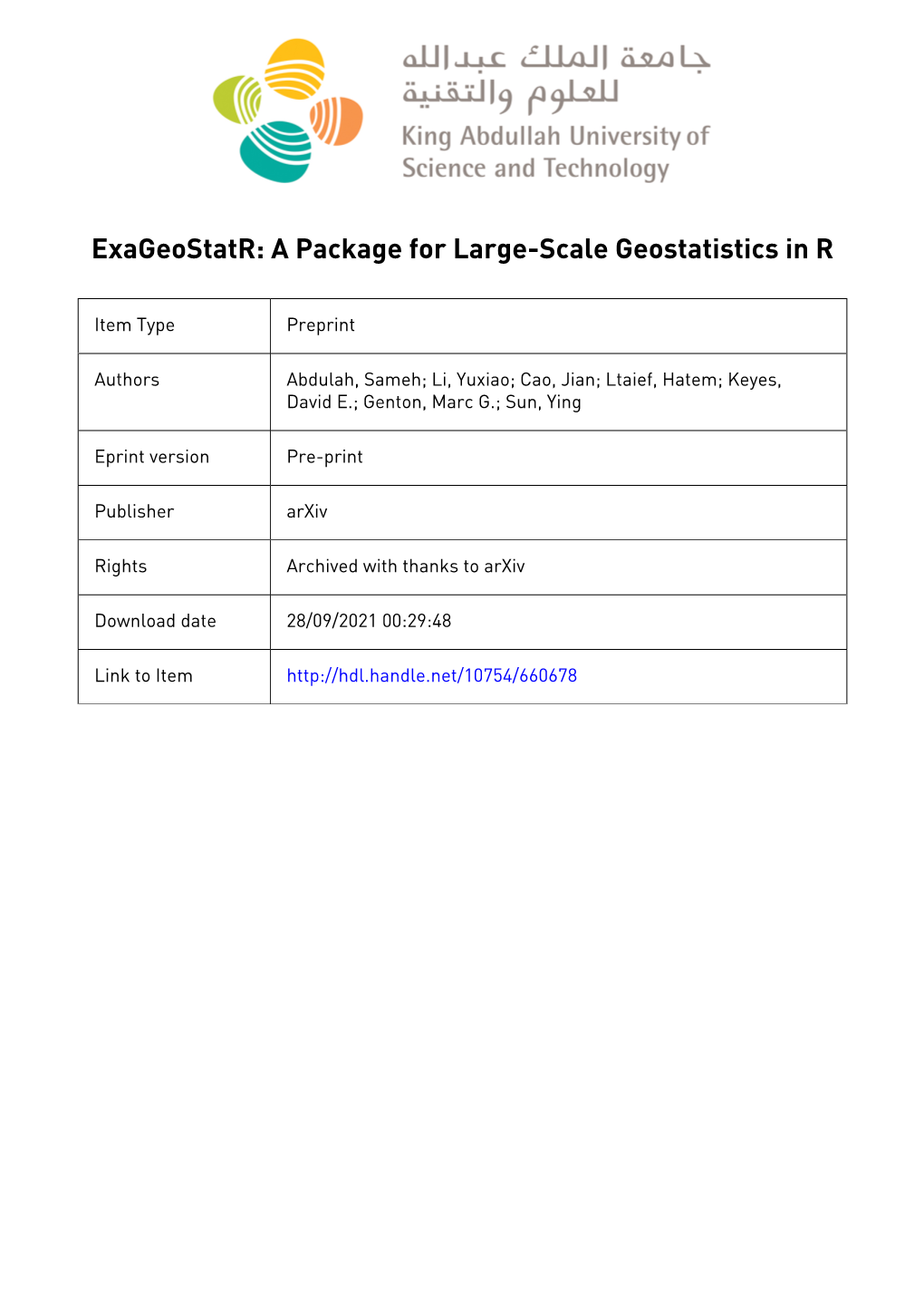 Exageostatr: an R Package for Large-Scale Geostatistics