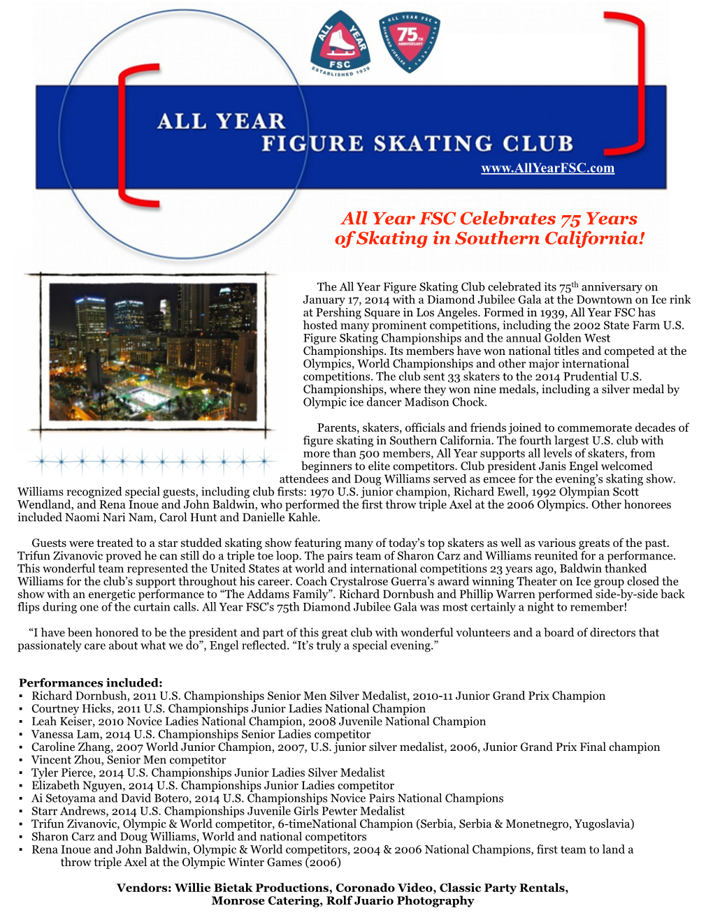 All Year FSC Celebrates 75 Years of Skating in Southern California!