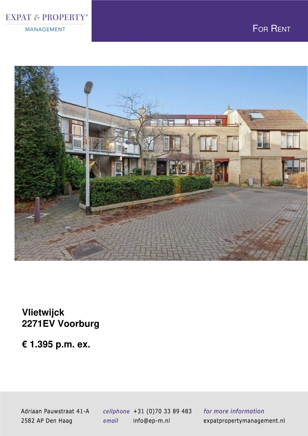 Vlietwijck 2271EV Voorburg € 1.395 P.M